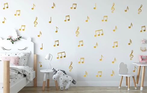 Baby Nursery Wall Decals Music Note Pattern Sticker for Kid's Bedroom Music Lover Decorate Wall Art Decal Baby Girl Boys Room Decor BK007 (Black) in Kuwait