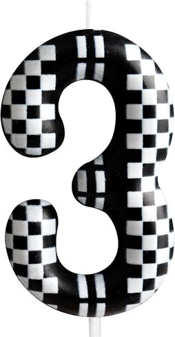 3rd Birthday Candle Racing Cars Number 3 Candle Racing Cars Cake Decoration Birthday Party Supplies Black White Racing Cars Themed Cake Topper Decorations for Kids Boy Girl Party Decor Supplies in Saudi Arabia