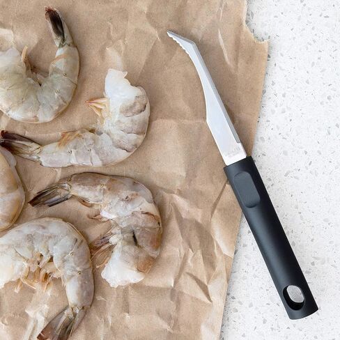أداة تقشير وقشرة الروبيان بمقبض أسود من Better Houseware، شفرة 4 بوصة وطول إجمالي 12 بوصة - أصداف وشفرات من الفولاذ المقاوم للصدأ in Kuwait