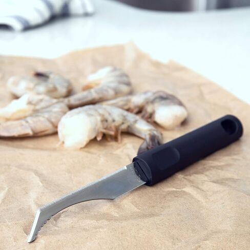 أداة تقشير وقشرة الروبيان بمقبض أسود من Better Houseware، شفرة 4 بوصة وطول إجمالي 12 بوصة - أصداف وشفرات من الفولاذ المقاوم للصدأ in Kuwait