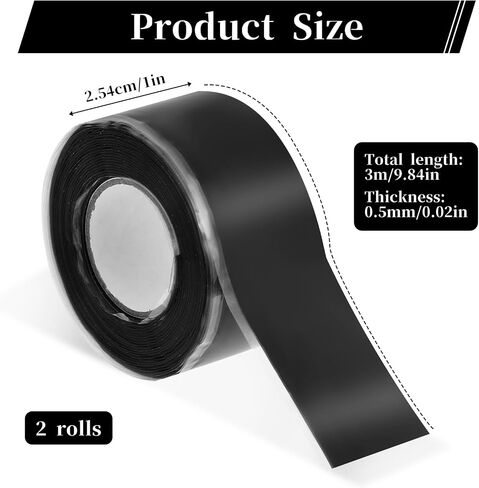 2 Rolls Plumbers Tape, 1" X 9.84ft Plumbing Tape for Leaks, Hose Repair Tape for Emergency Pipeline Repair, Cable Bandage, Tool Fixing in Saudi Arabia