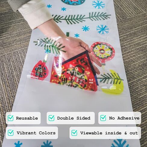 funlife شقة شفافة مهرجان شنقا الكرة الملون نافذة صائق، الزخرفية مزدوجة الجوانب سميكة التشبث غطاء زجاجي ثابت لديكور نافذة الحمام الزجاج، كرات ملونة الكرتون in Kuwait