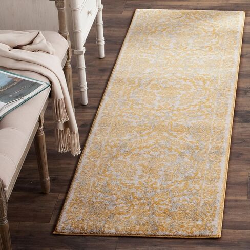 SAFAVIEH Evoke Collection 2'2" x 7' Ivory/Gold EVK242S Non-Shedding Living Room Entryway Foyer Hallway Bedroom Runner Rug in Saudi Arabia