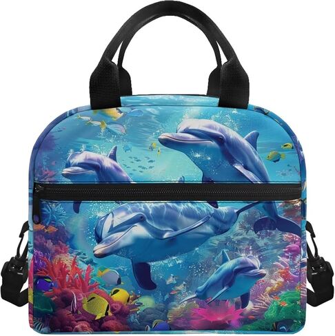Dolphin Lunch Box for Girls 6-8/8-10 Years Old Sea Lunch Bag Kids 3Rd Grade/4Th Grade Lunchbag Women Picnic Food Handbags Case in Saudi Arabia