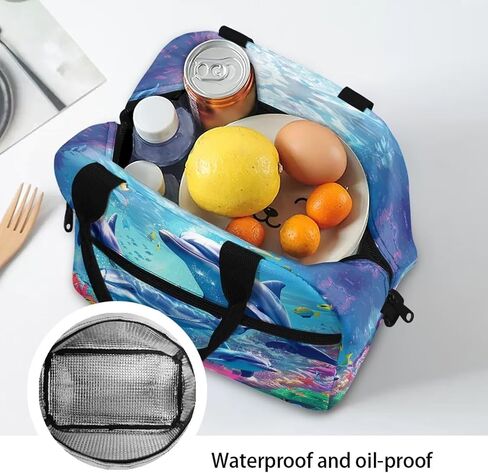Dolphin Lunch Box for Girls 6-8/8-10 Years Old Sea Lunch Bag Kids 3Rd Grade/4Th Grade Lunchbag Women Picnic Food Handbags Case in Saudi Arabia