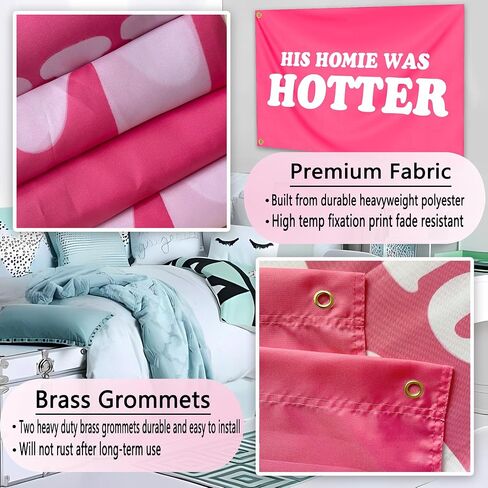 His Homie Was Hotter Flag 3x5 Ft Funny Pink Tapestry Durable polyester for Room Teen Girls Indoor Bedroom and College Dorm Wall Banner Flag Decor in Saudi Arabia