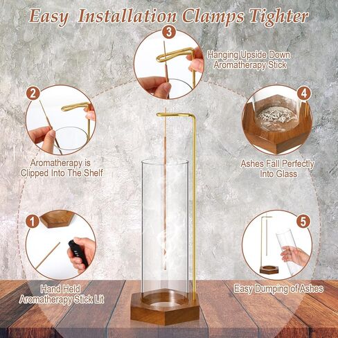 4 قطع حامل البخور للعصي خشبية مقلوبة مبخرة مع زجاج رماد الماسك انفصال النحاس البخور كليب لديكور المنزل اليوغا سبا التأمل in Kuwait