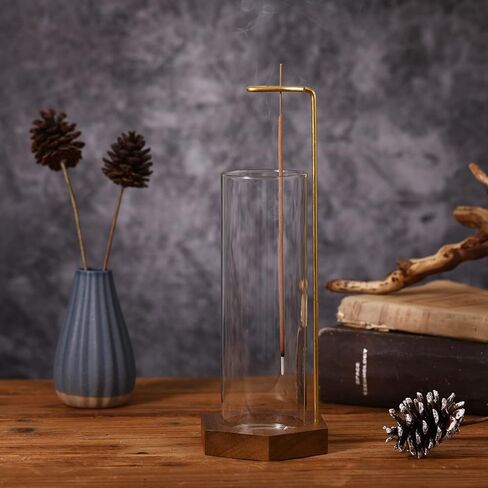 4 قطع حامل البخور للعصي خشبية مقلوبة مبخرة مع زجاج رماد الماسك انفصال النحاس البخور كليب لديكور المنزل اليوغا سبا التأمل in Kuwait