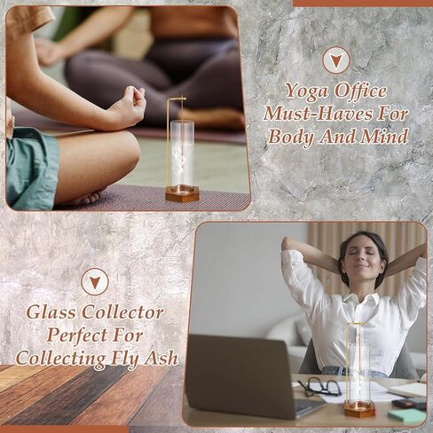 4 قطع حامل البخور للعصي خشبية مقلوبة مبخرة مع زجاج رماد الماسك انفصال النحاس البخور كليب لديكور المنزل اليوغا سبا التأمل in Kuwait