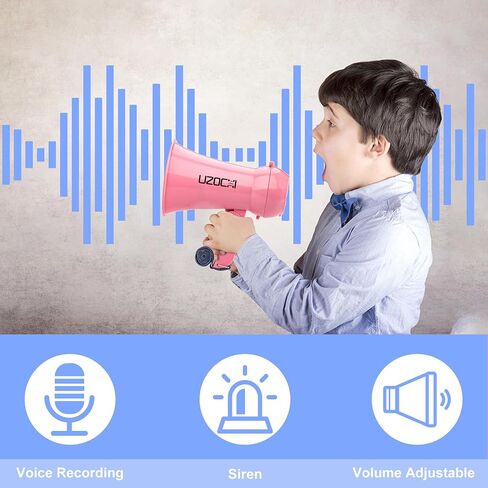 UZOCHI Mini Megaphone Bullhorn Speaker with Siren & Recording, Small Portable Voice Changer with 6 Sound Effect, Ideal for Kids, Students, Adult, Cheerleading. in Saudi Arabia