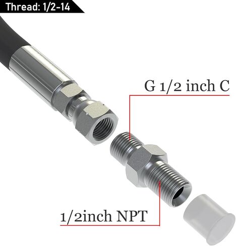قطعتان من خرطوم الضاغط 40 بوصة 1/2 بوصة NPT، خرطوم ضاغط الهواء من الدرجة الصناعية مصنوع من هيكل مرن من الفولاذ المقاوم للصدأ مع تركيبات ذكر 1/2 بوصة NPT كلا الطرفين يدوران بحرية 750 درجة فهرنهايت 450 رطل لكل بوصة مربعة in Kuwait