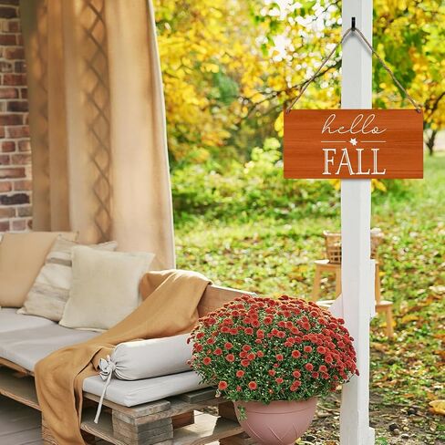 JXREQ Fall Decor Hello Fall Maple Leaves Wall Decor Door Hanging Decor, Welcome Sign for Front Door, Vintage Outdoor Wall Art Sign for Porch Yard Store Home Farmhouse Decor, 12x6 Inch in Saudi Arabia