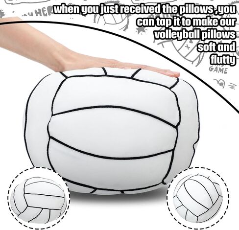 Gerrii 4 Pcs Volleyball Pillow 3D Sports Ball Pillow Fluffy Plush Stuffed Throw Pillow Sport Theme Cushion Volleyball Party Favors Plush Stuffed Pillow Gifts for Room Decor in Saudi Arabia