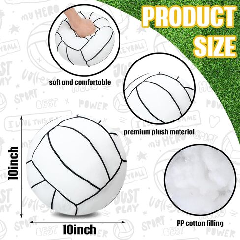 Gerrii 4 Pcs Volleyball Pillow 3D Sports Ball Pillow Fluffy Plush Stuffed Throw Pillow Sport Theme Cushion Volleyball Party Favors Plush Stuffed Pillow Gifts for Room Decor in Saudi Arabia