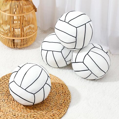 Gerrii 4 Pcs Volleyball Pillow 3D Sports Ball Pillow Fluffy Plush Stuffed Throw Pillow Sport Theme Cushion Volleyball Party Favors Plush Stuffed Pillow Gifts for Room Decor in Saudi Arabia