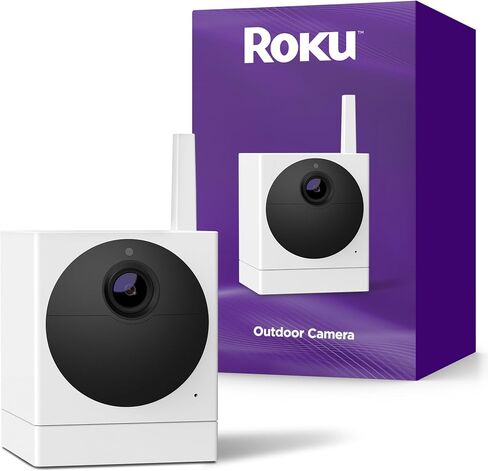 Roku Outdoor Camera for Home Security - IP65 Weather Resistance Wireless Security Camera with 1080p HD Night Vision, Works with Alexa & Google, Motion Detection - 90-Day Subscription Included, White in Saudi Arabia