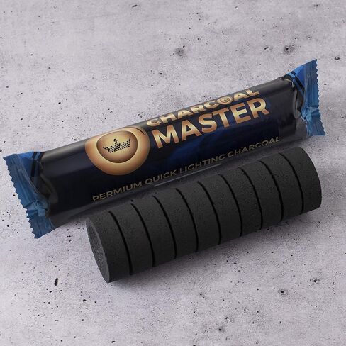 فحم سريع الإضاءة جديد من Charcoal Master - أقراص فحم فورية - أقراص فحم البخور - أقراص فحم - مجموعة من 100 قرص فحم لكل صندوق - قوالب فحم سريعة الإضاءة (كبسولة 40 مم) in Kuwait