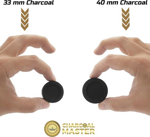 فحم سريع الإضاءة جديد من Charcoal Master - أقراص فحم فورية - أقراص فحم البخور - أقراص فحم - مجموعة من 100 قرص فحم لكل صندوق - قوالب فحم سريعة الإضاءة (كبسولة 40 مم) in Kuwait