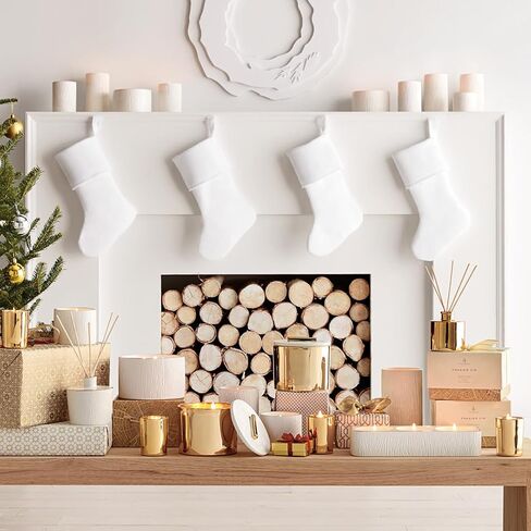 Thymes Frasier Fir Candle - Gilded Ceramic 3-Wick Jar Candle - Scented Candle with a Luxury Home Fragrance - Elegant Holiday Candle - Gilded White Candle with 24-Karate Gold Rim (20 oz) in Kuwait