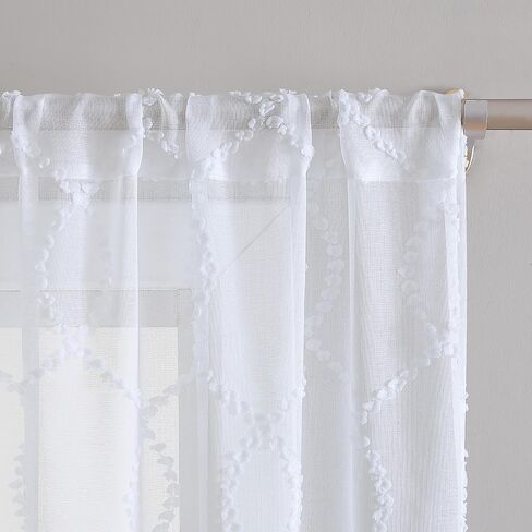 Laura Ashley Lattice Sheer Curtains with Rod Pocket, Each Panel Measures 38" W x 84" L, White, 2 Panels in Saudi Arabia