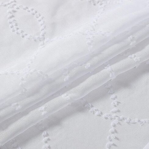Laura Ashley Lattice Sheer Curtains with Rod Pocket, Each Panel Measures 38" W x 84" L, White, 2 Panels in Saudi Arabia
