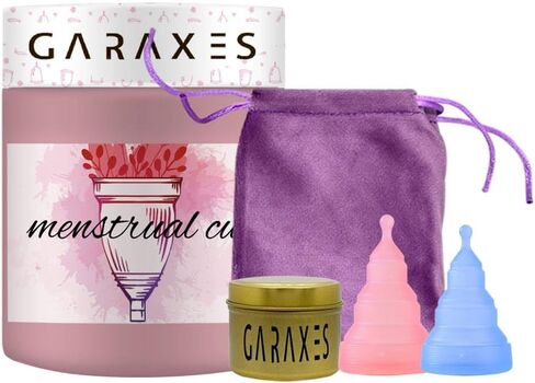 Silicone Menstrual Cup - Pack of 2 Period Cups for Women Heavy Flow, Normal Flow: Large Menstrual Cup and Small Menstrual Cup - Pink & Blue Reusable Period Cup, Case and Storage Bag - Menstrual Cups in Saudi Arabia