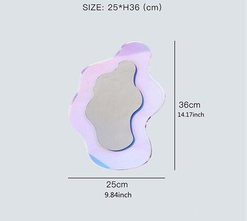 Wavy Mirror, Wavy Acrylic Mirror, Rainbow Irregular Aesthetic Vanity Mirror Frameless, Retro Mirror for Living Room, Bedroom, and Minimal Spaces Home Decor (9.84‘’x14.17'') in Saudi Arabia