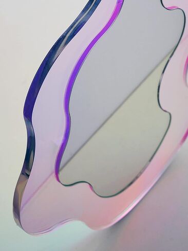 Wavy Mirror, Wavy Acrylic Mirror, Rainbow Irregular Aesthetic Vanity Mirror Frameless, Retro Mirror for Living Room, Bedroom, and Minimal Spaces Home Decor (9.84‘’x14.17'') in Saudi Arabia