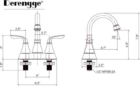 Derengge Two-Handle Oil Rubbed Bronze Bathroom Faucet with Pop up Drain,360° Swiwel Spout Bathroom Sink Faucet,045-FS NB in Kuwait