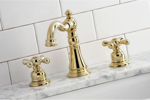 Kingston Brass FSC1972AX American Classic Widespread Bathroom Faucet, Polished Brass in Saudi Arabia