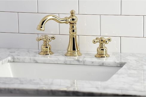 Kingston Brass FSC1972AX American Classic Widespread Bathroom Faucet, Polished Brass in Saudi Arabia