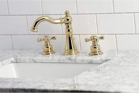 Kingston Brass FSC1972AX American Classic Widespread Bathroom Faucet, Polished Brass in Saudi Arabia