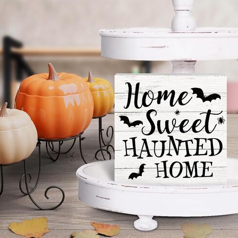Vintage Fall Pumpkin Wooden Box Sign Funny Desk Decor Halloween Decorations Fall Decor for Home Farmhouse Table Bedroom Tiered Tray Wall Rustic Plaque Block Sign Decorative Thanksgiving Decor in Saudi Arabia