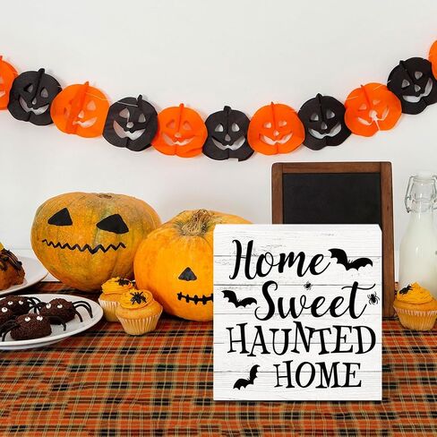Vintage Fall Pumpkin Wooden Box Sign Funny Desk Decor Halloween Decorations Fall Decor for Home Farmhouse Table Bedroom Tiered Tray Wall Rustic Plaque Block Sign Decorative Thanksgiving Decor in Saudi Arabia