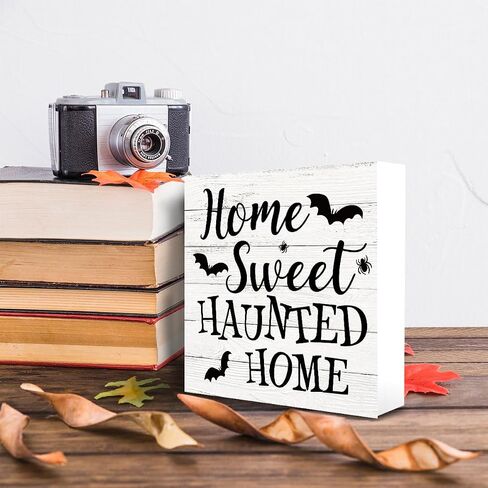 Vintage Fall Pumpkin Wooden Box Sign Funny Desk Decor Halloween Decorations Fall Decor for Home Farmhouse Table Bedroom Tiered Tray Wall Rustic Plaque Block Sign Decorative Thanksgiving Decor in Saudi Arabia
