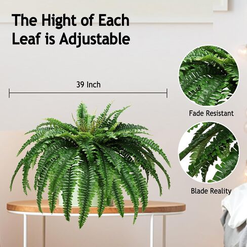 39in Large Fake Fern,Set of 2 Artificial Ferns, 49 Leaves for Each Bouquet Faux Ferns,Fake Boston Plants for Home, Office, Garden Indoor Outdoor Decoration in Saudi Arabia