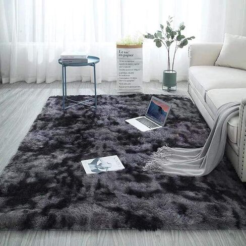 4X6 Dark Grey Area Rugs Modern Home Decorate Soft Fluffy Carpets for Living Room Bedroom Kids Room Fuzzy Plush Non-Slip Floor Area Rug Fluffy Indoor Carpet in Saudi Arabia
