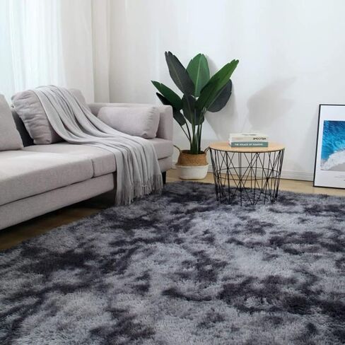 4X6 Dark Grey Area Rugs Modern Home Decorate Soft Fluffy Carpets for Living Room Bedroom Kids Room Fuzzy Plush Non-Slip Floor Area Rug Fluffy Indoor Carpet in Saudi Arabia