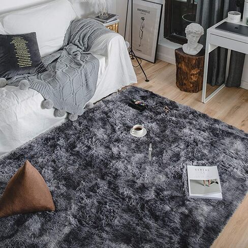 4X6 Dark Grey Area Rugs Modern Home Decorate Soft Fluffy Carpets for Living Room Bedroom Kids Room Fuzzy Plush Non-Slip Floor Area Rug Fluffy Indoor Carpet in Saudi Arabia
