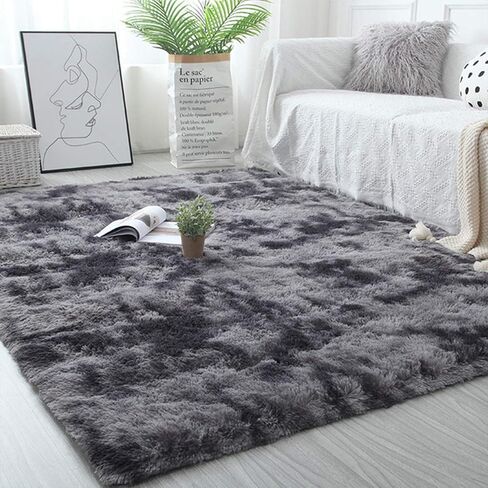 4X6 Dark Grey Area Rugs Modern Home Decorate Soft Fluffy Carpets for Living Room Bedroom Kids Room Fuzzy Plush Non-Slip Floor Area Rug Fluffy Indoor Carpet in Saudi Arabia