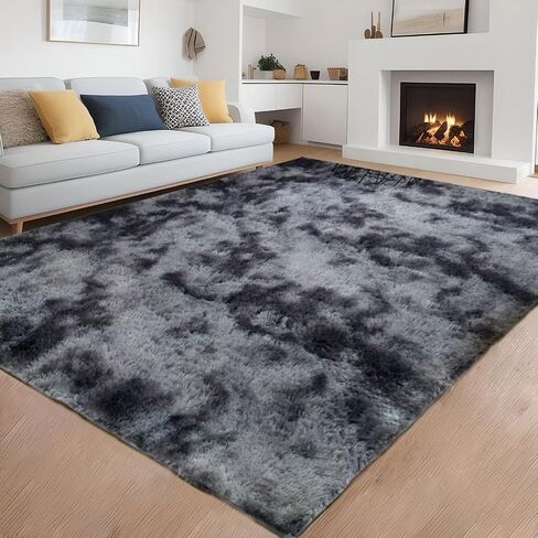 4X6 Dark Grey Area Rugs Modern Home Decorate Soft Fluffy Carpets for Living Room Bedroom Kids Room Fuzzy Plush Non-Slip Floor Area Rug Fluffy Indoor Carpet in Saudi Arabia