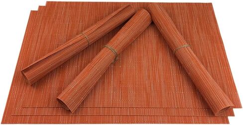 WAZAIGUR Placemats Set of 6 for Dining Table Heat-Resistant Washable Place Mats Woven Vinyl Kitchen Table Mats Easy to Clean,Orange in Saudi Arabia