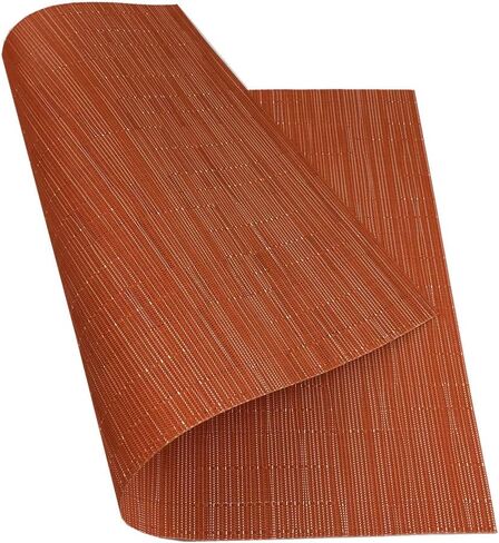 WAZAIGUR Placemats Set of 6 for Dining Table Heat-Resistant Washable Place Mats Woven Vinyl Kitchen Table Mats Easy to Clean,Orange in Saudi Arabia