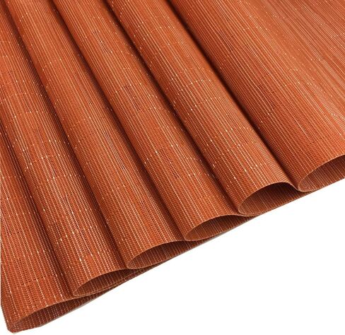 WAZAIGUR Placemats Set of 6 for Dining Table Heat-Resistant Washable Place Mats Woven Vinyl Kitchen Table Mats Easy to Clean,Orange in Saudi Arabia