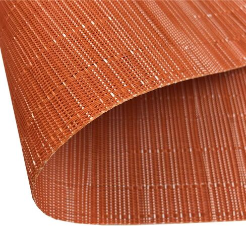 WAZAIGUR Placemats Set of 6 for Dining Table Heat-Resistant Washable Place Mats Woven Vinyl Kitchen Table Mats Easy to Clean,Orange in Saudi Arabia