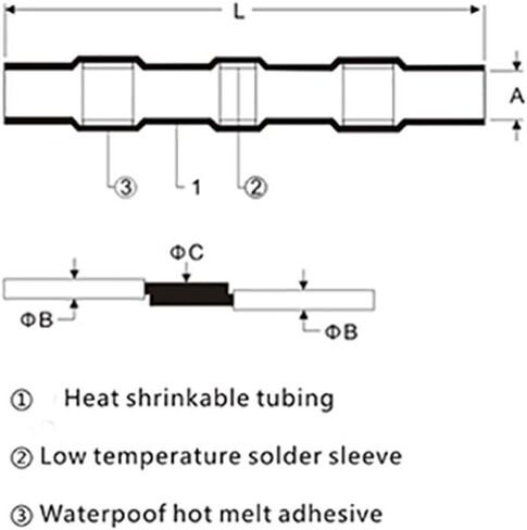 50 قطعة موصل سلك سدادة اللحام، موصلات لحام سوبوبي، موصلات مؤخرة الانكماش الحراري، محطات كهربائية نحاسية بيضاء in Kuwait