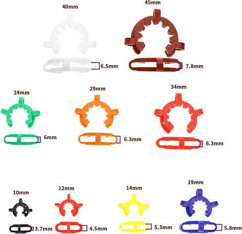 SING F LTD 9PCS Plastic Joint Clips 10/12/14/19/24/29/34/40/45mm for Joint Glass Standard Conical Interface Clip Ground Glass Joint Lab Accessory Multi Size and Colors in Saudi Arabia