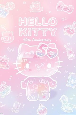 Trends International Hello Kitty - ملصق حائط للذكرى الخمسين، 22.37 بوصة × 34.00 بوصة، نسخة غير مؤطرة in Saudi Arabia