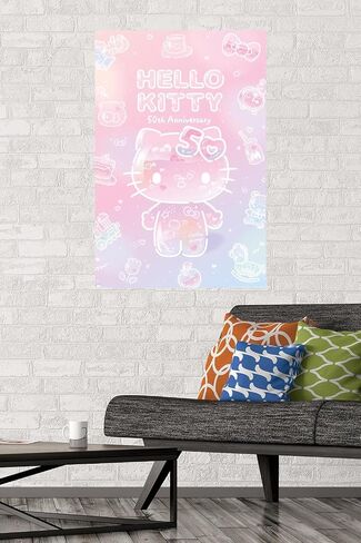 Trends International Hello Kitty - ملصق حائط للذكرى الخمسين، 22.37 بوصة × 34.00 بوصة، نسخة غير مؤطرة in Saudi Arabia