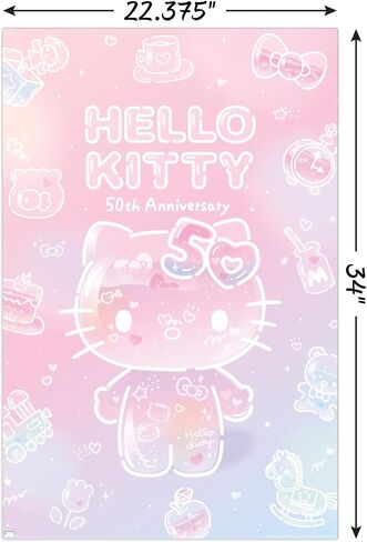 Trends International Hello Kitty - ملصق حائط للذكرى الخمسين، 22.37 بوصة × 34.00 بوصة، نسخة غير مؤطرة in Saudi Arabia